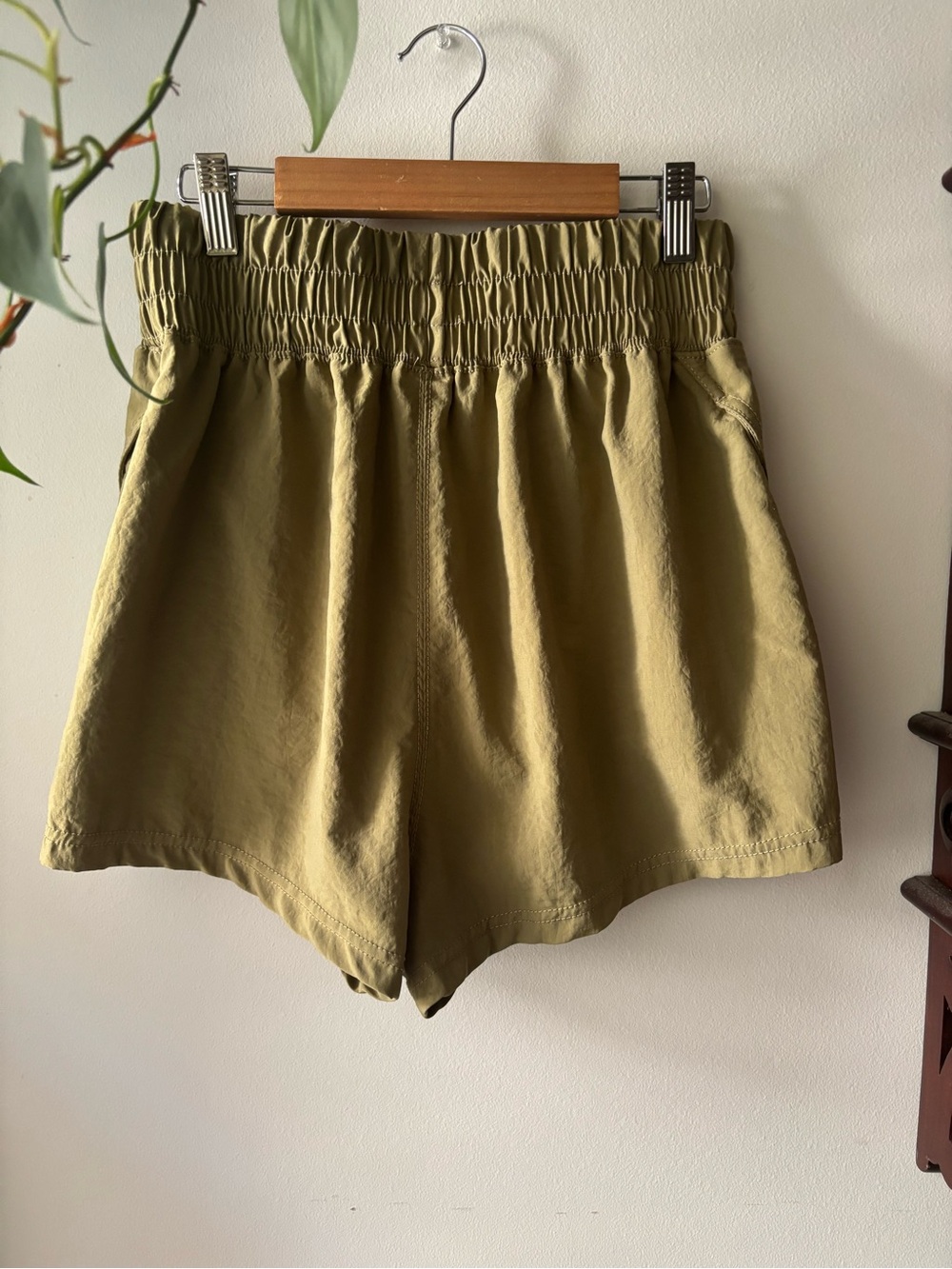 Free People Olive Green Women's Elastic-Waist Athletic Shorts - Picture 2 of 3